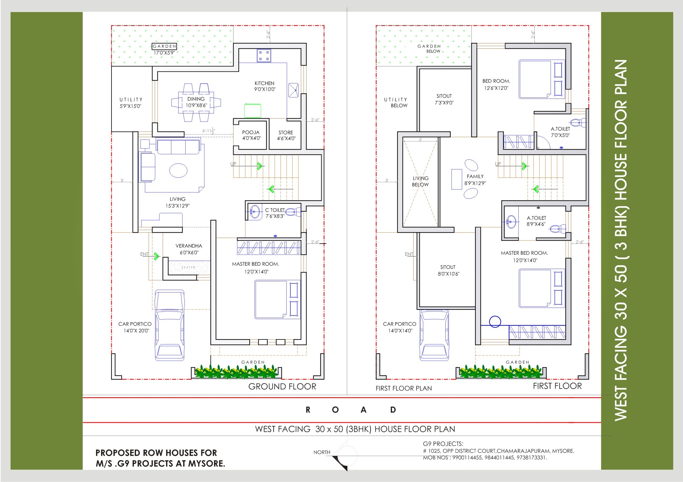 3bhk House Plan 30 50