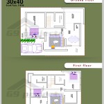 30x40 South Face 3BHK Floor Plan